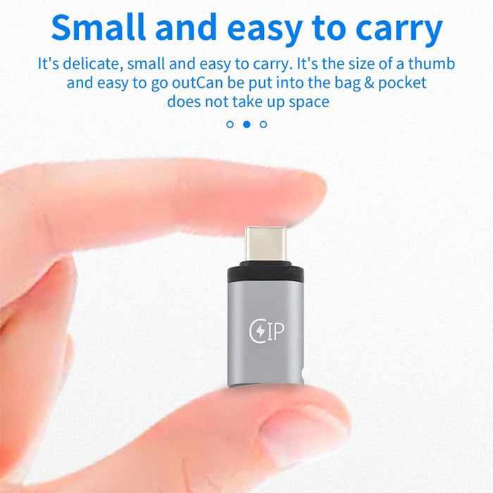 Adaptador de carga USB-C / Type-C macho a hembra de 8 pines, compatible con transmisión de datos