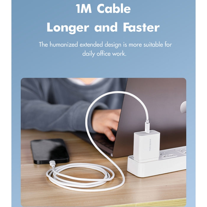 ROCK Space Z19 PD 20W 3A USB-C / Type-C a cable de datos TPE de carga rápida de 8 pines, longitud del cable: 1 m
