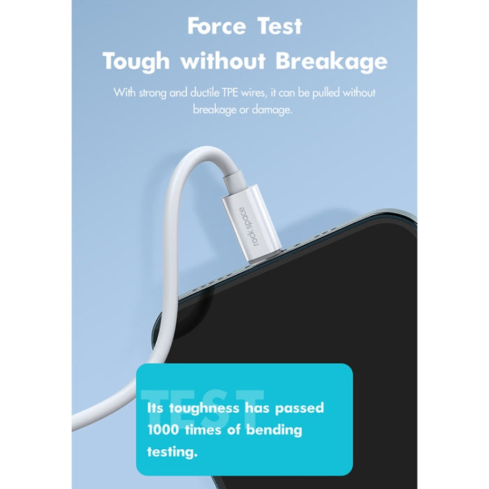 ROCK Space Z19 PD 20W 3A USB-C / Type-C a cable de datos TPE de carga rápida de 8 pines, longitud del cable: 1 m