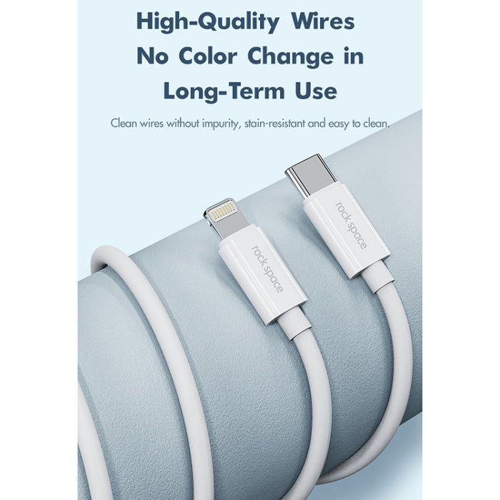 ROCK Space Z19 PD 20W 3A USB-C / Type-C a cable de datos TPE de carga rápida de 8 pines, longitud del cable: 1 m