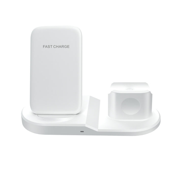 OJD-45 3 en 1 QI 10W Teléfono móvil + Reloj + Puerto de carga para auriculares de 8 pines Cargador inalámbrico multifunción para teléfonos móviles, relojes y AirPods 2