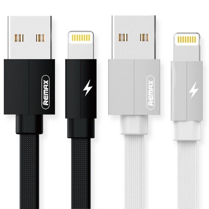 REMAX RC-094i 2m 2.4A USB a cable de datos de carga rápida trenzado de aleación de aluminio de 8 pines