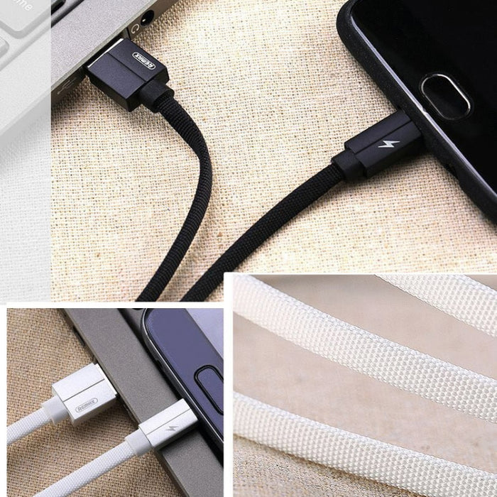 REMAX RC-094i 2m 2.4A USB a cable de datos de carga rápida trenzado de aleación de aluminio de 8 pines