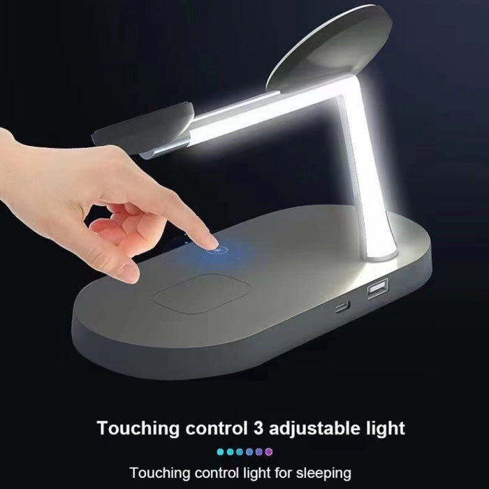 T268 5 en 1 Cargador inalámbrico magnético multifunción de 15 W para iPhone 12 Series y Apple Watchs y AirPods 1/2 / Pro, con luz LED