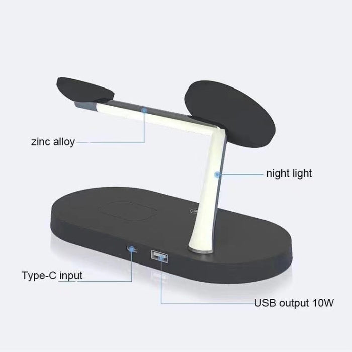 T268 5 en 1 Cargador inalámbrico magnético multifunción de 15 W para iPhone 12 Series y Apple Watchs y AirPods 1/2 / Pro, con luz LED