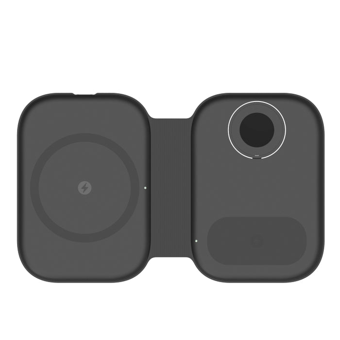 F20 3 en 1 Cargador inalámbrico plegable magnético multifunción de 15 W para series iPhone, relojes Apple y AirPods