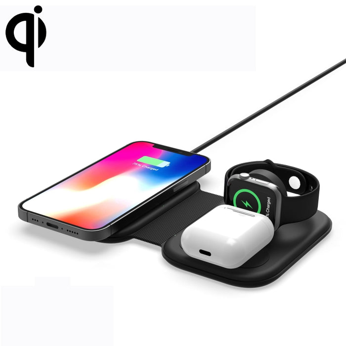 F20 3 en 1 Cargador inalámbrico plegable magnético multifunción de 15 W para series iPhone, relojes Apple y AirPods