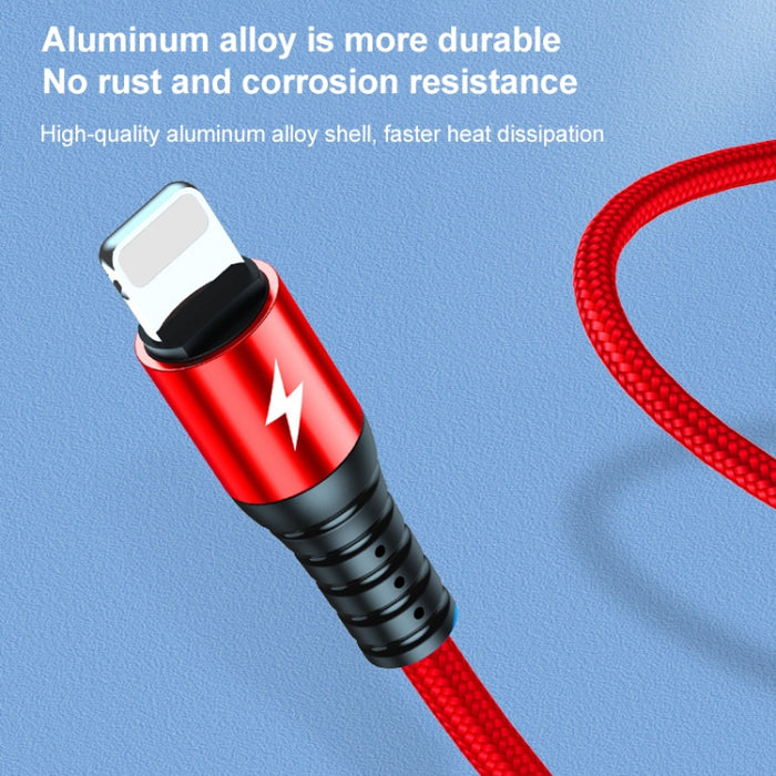 K061 1,2 m 5A 3 en 1 USB a 8 pines + USB-C / Type-C + Micro USB Cable de datos de carga rápida redondo