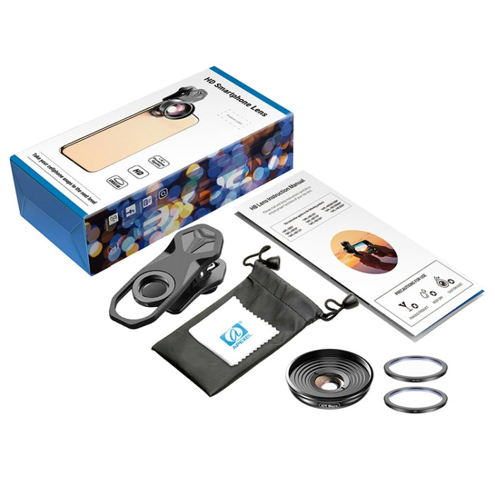 APEXEL APL-HB10X Clip para teleobjetivo con lente macro + Filtro de luz de estrella + Kit de lentes para teléfono CPL