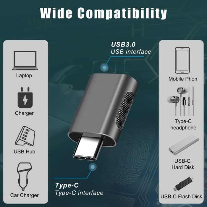 2 PCS SBT-158 USB-C / Type-C macho a USB 3.0 hembra Adaptador de aleación de zinc