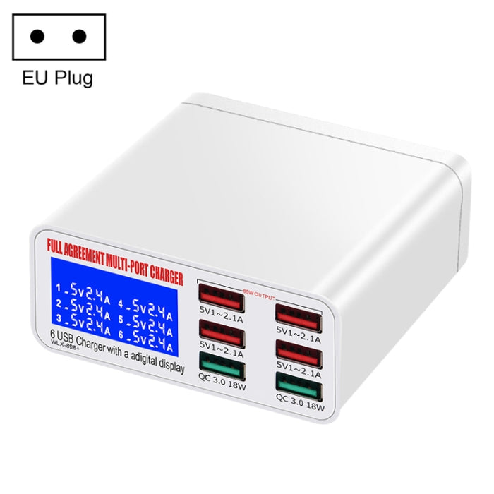 WLX-896+ Cargador USB con pantalla digital inteligente multifunción 6 en 1, WLX-896+(AU Plug), WLX-896+(EU Plug), WLX-896+(UK Plug), WLX-896+(US Plug)