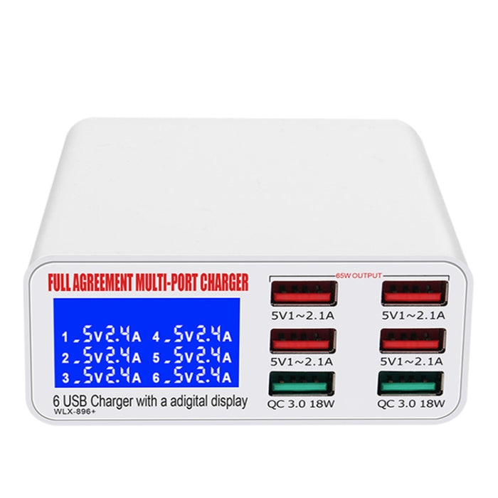 WLX-896+ Cargador USB con pantalla digital inteligente multifunción 6 en 1, WLX-896+(AU Plug), WLX-896+(EU Plug), WLX-896+(UK Plug), WLX-896+(US Plug)