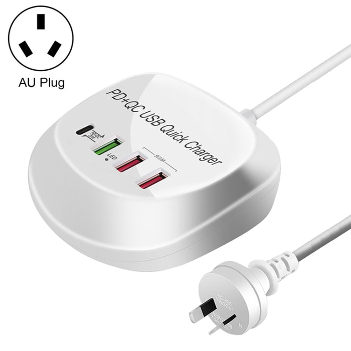 WLX-T3P 4 en 1 PD + QC Cargador USB de carga rápida inteligente multifunción