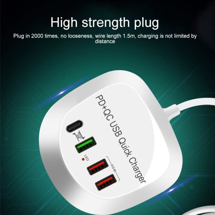 WLX-T3P 4 en 1 PD + QC Cargador USB de carga rápida inteligente multifunción
