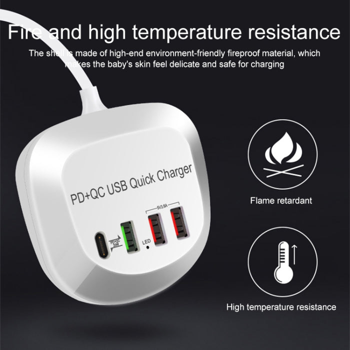 WLX-T3P 4 en 1 PD + QC Cargador USB de carga rápida inteligente multifunción