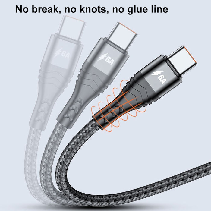 ADC-138 66W 3 en 1 USB a 8 pines + Micro USB + USB-C / Type-C Cable de datos trenzado de carga rápida, Longitud del cable: 1,2 m