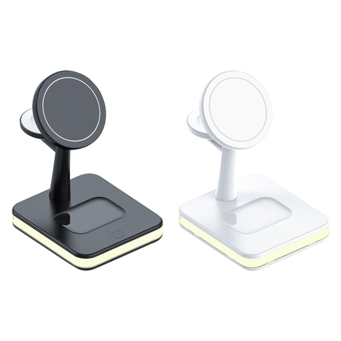 991 3 en 1 Carga rápida inalámbrica de inducción electromagnética de 15 W con soporte giratorio de 360 grados