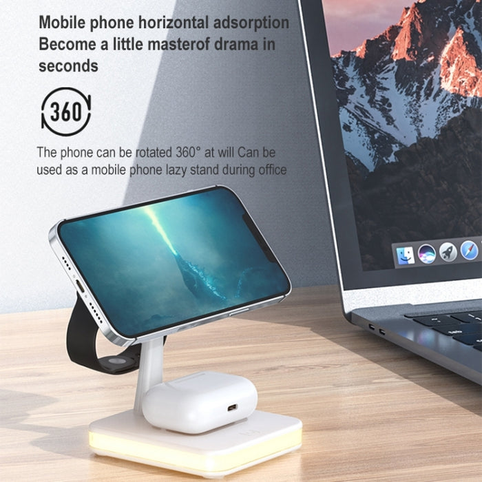 991 3 en 1 Carga rápida inalámbrica de inducción electromagnética de 15 W con soporte giratorio de 360 grados