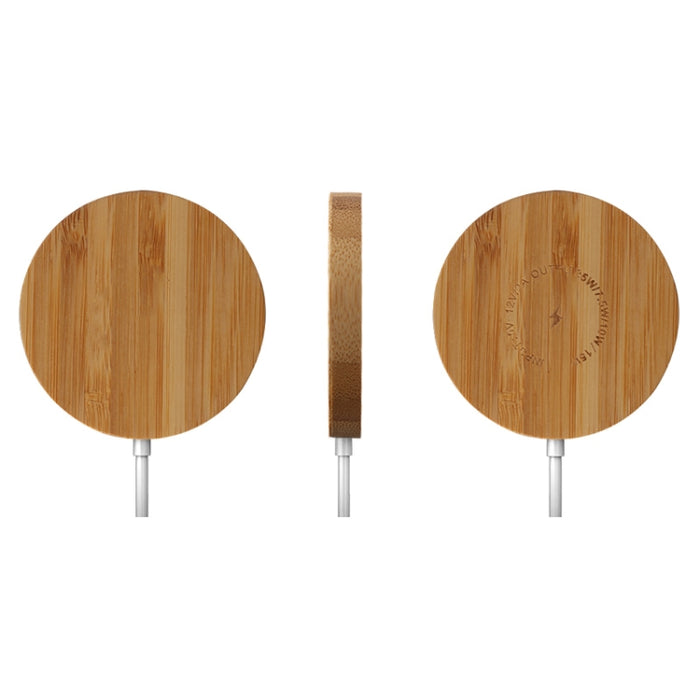 Cargador inalámbrico magnético de madera de bambú redondo Magsafe JYD01 15W