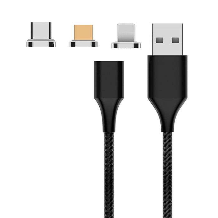 M11 3 en 1 3A USB a 8 pines + Micro USB + USB-C / Cable de datos magnético trenzado de nailon tipo C, Longitud del cable: 1 m