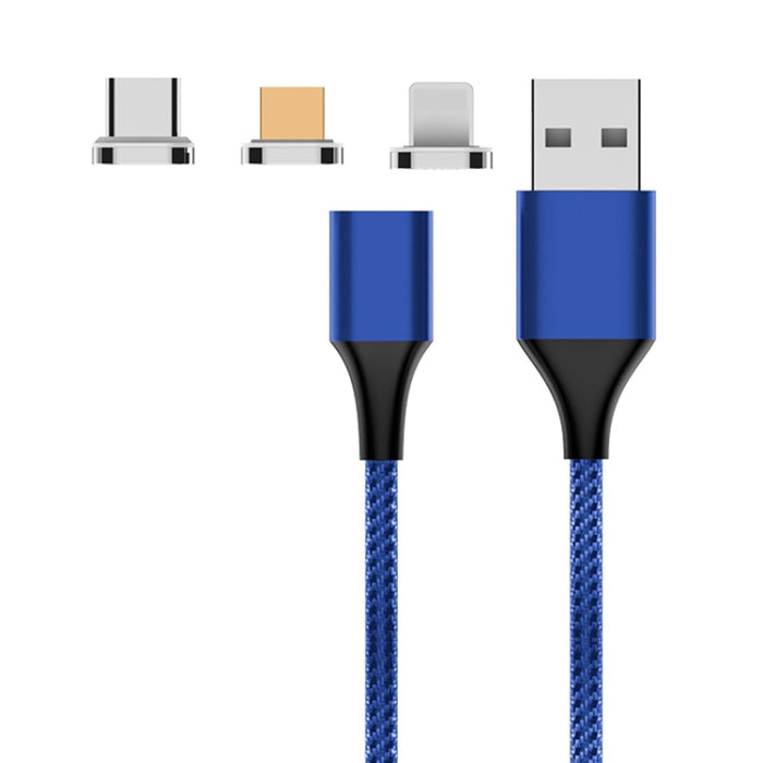 M11 3 en 1 3A USB a 8 pines + Micro USB + USB-C / Cable de datos magnético trenzado de nailon tipo C, Longitud del cable: 1 m
