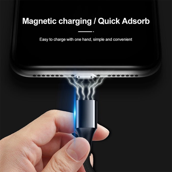 M11 3 en 1 3A USB a 8 pines + Micro USB + USB-C / Cable de datos magnético trenzado de nailon tipo C, Longitud del cable: 1 m