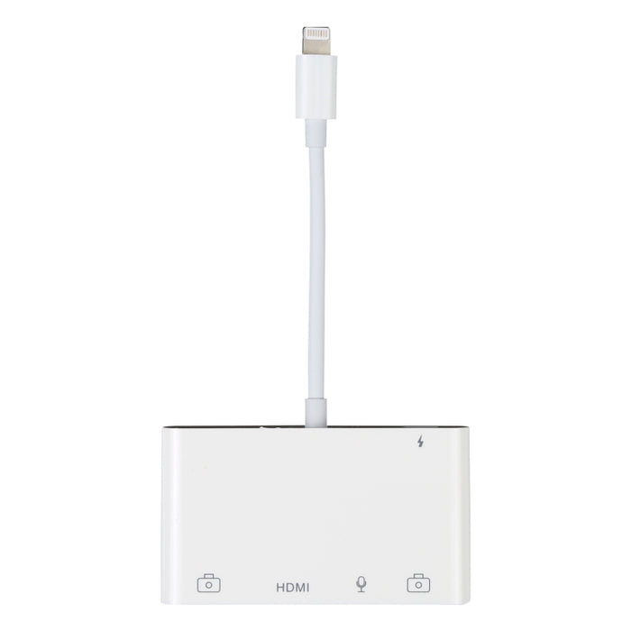 Adaptador AV digital de audio 4 en 1 de 8 pines a USB dual + AUX de 3,5 mm + HDMI OTG