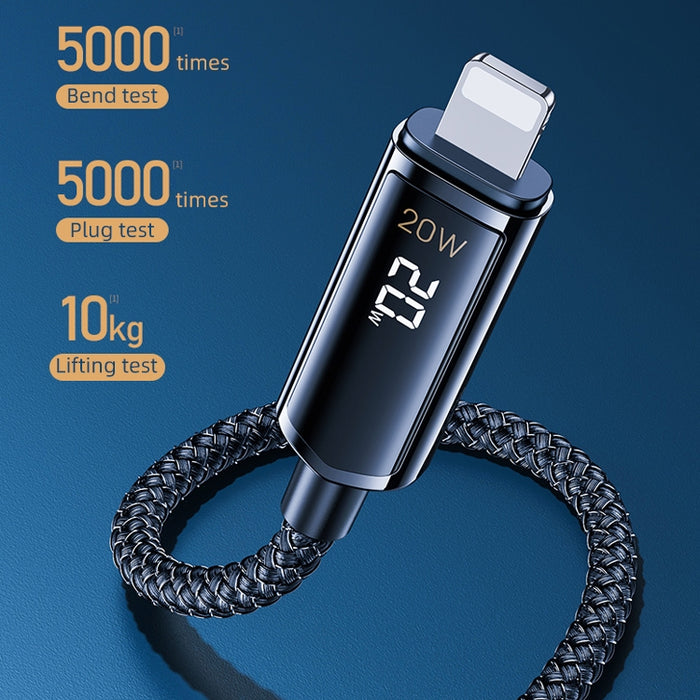 REMAX RC-128i 20W Tipo-C / USB-C a pantalla digital inteligente de 8 pines Cable de datos de carga trenzado de aleación de zinc, longitud: 1,2 m