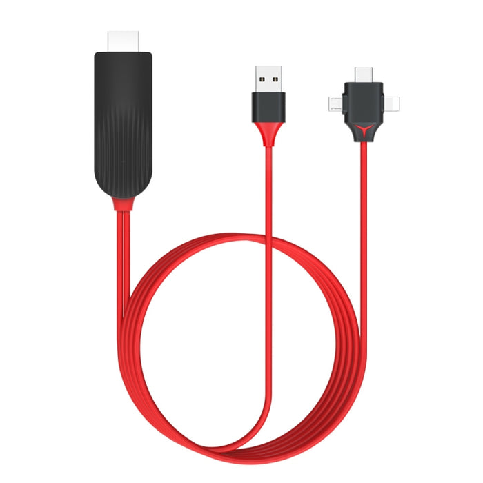 MiraScreen L7-8 3 en 1 8 pines + Micro USB + Cable convertidor de video USB-C / Type-C a HDMI, Longitud del cable: 2 m