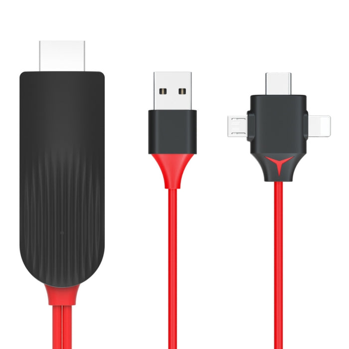 MiraScreen L7-8 3 en 1 8 pines + Micro USB + Cable convertidor de video USB-C / Type-C a HDMI, Longitud del cable: 2 m