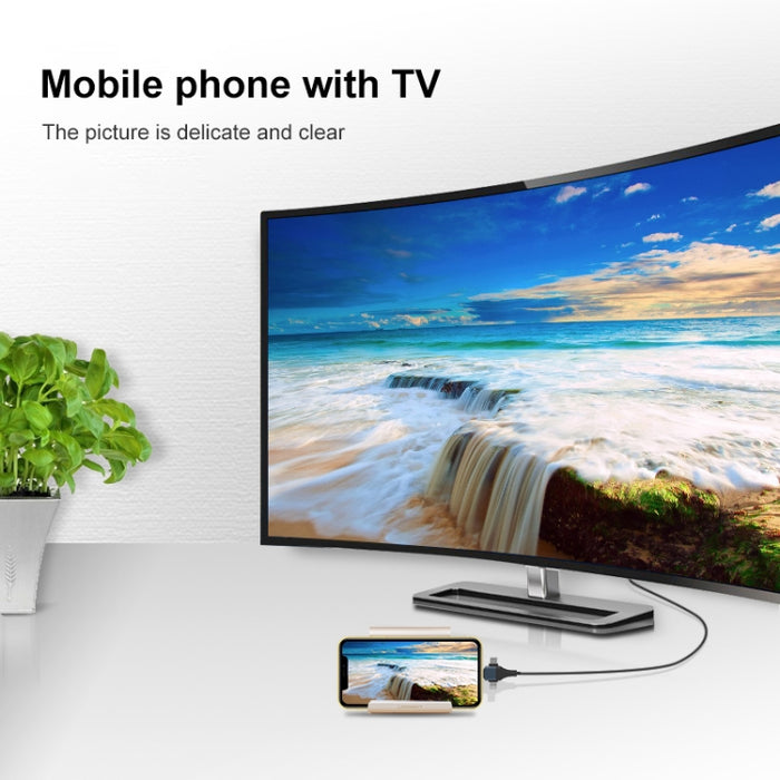 P8J Aluminio 3 en 1 Cable de 8 pines + Micro USB + USB-C / Tipo-C a HDTV, Longitud del cable: 2 m