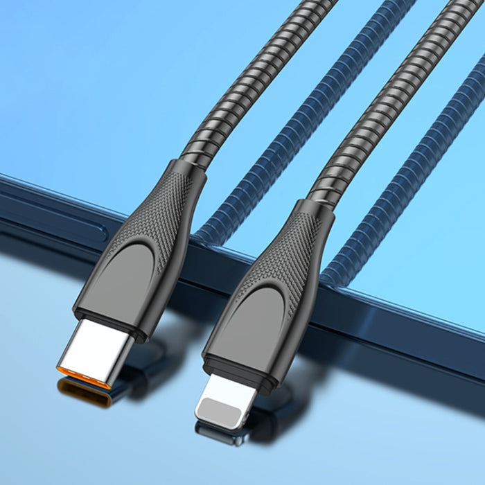 ADC-009 Cable de datos de carga rápida USB-C / Type-C a manguera de aleación de zinc de 8 pines, longitud del cable: 1 m