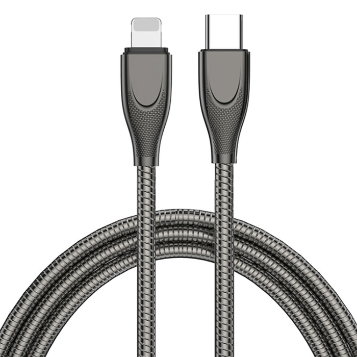 ADC-009 Cable de datos de carga rápida USB-C / Type-C a manguera de aleación de zinc de 8 pines, longitud del cable: 1 m