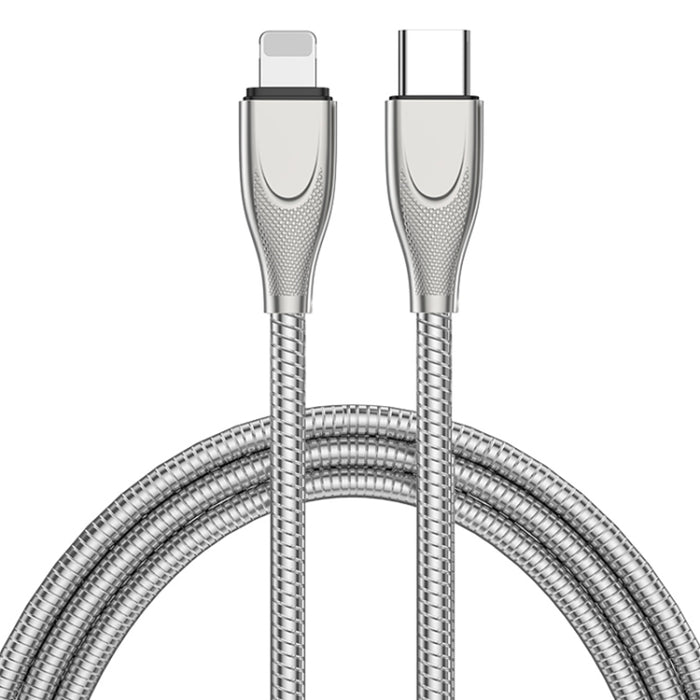 ADC-009 Cable de datos de carga rápida USB-C / Type-C a manguera de aleación de zinc de 8 pines, longitud del cable: 1 m