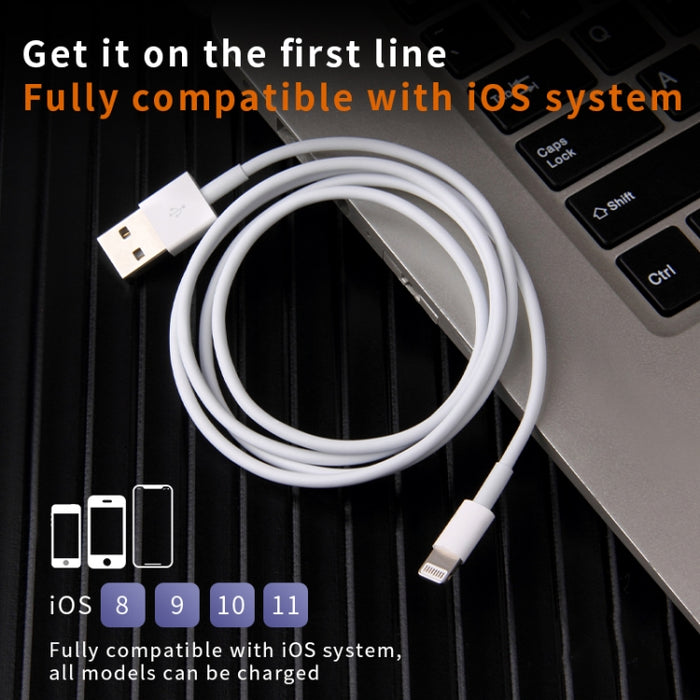 IVON CA19 Cable de datos de carga rápida USB de 2,4 A a 8 pines para iPhone, iPad, longitud: 1 m