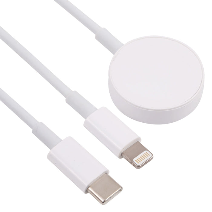 3 en 1 USB-C / Type-C a 8 pines + USB-C / Type-C + Cable de datos con cargador inalámbrico para reloj magnético, Longitud del cable: 1,2 m
