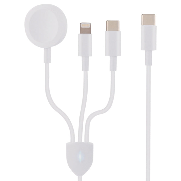 3 en 1 USB-C / Type-C a 8 pines + USB-C / Type-C + Cable de datos con cargador inalámbrico para reloj magnético, Longitud del cable: 1,2 m