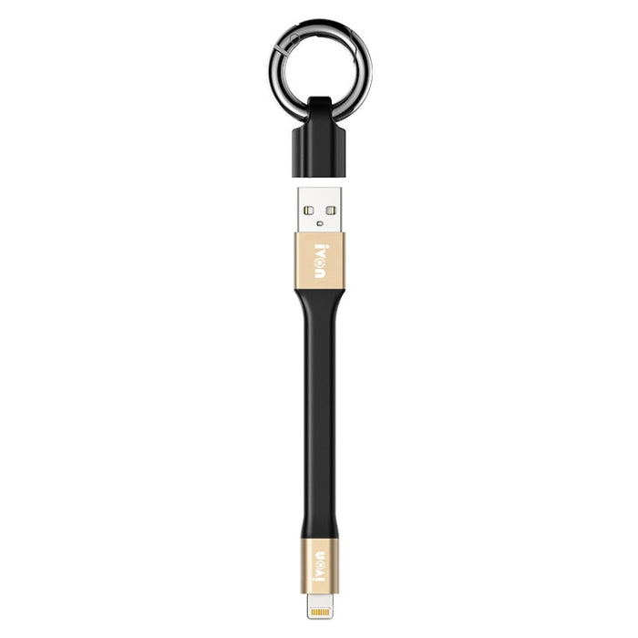 Cable de datos portátil IVON CA90 2.4A USB a 8 pines con anillo, longitud: 14,5 cm