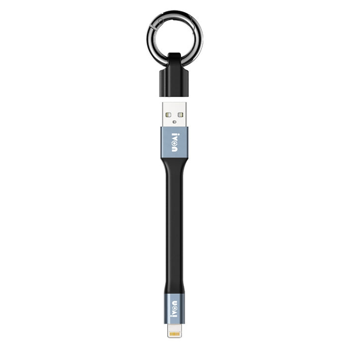 Cable de datos portátil IVON CA90 2.4A USB a 8 pines con anillo, longitud: 14,5 cm
