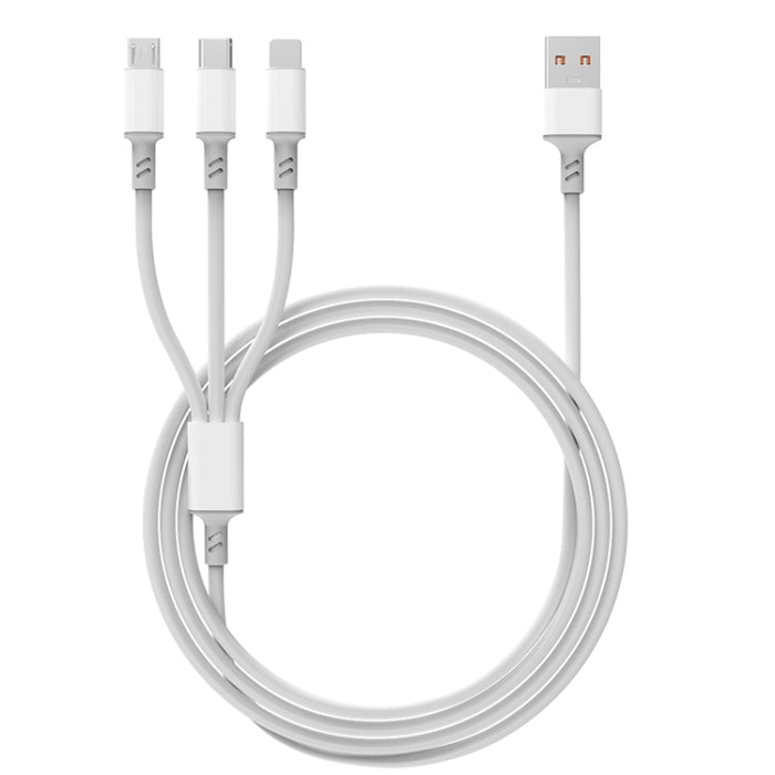 Cable de carga rápida 3A 3 en 1 USB a tipo C / 8 pines / micro USB, longitud del cable: 1,2 m