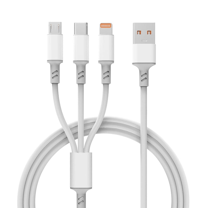 Cable de carga rápida 3A 3 en 1 USB a tipo C / 8 pines / micro USB, longitud del cable: 1,2 m