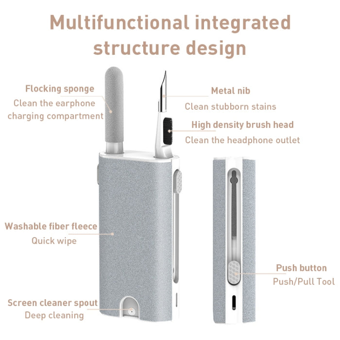 Q6 5 en 1 Caja de carga de auriculares inalámbricos Kit de limpieza de pantalla de teléfono móvil