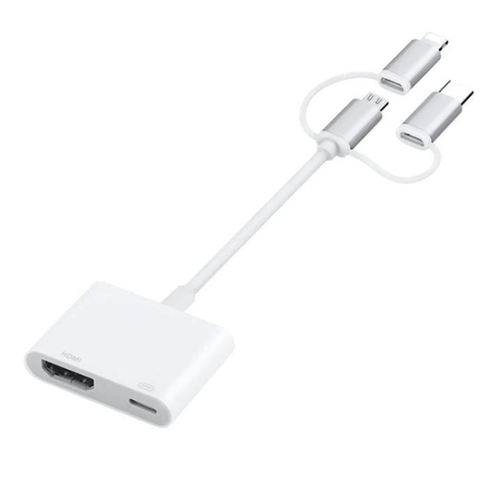 A18 Pro 3 en 1 8 pines + Tipo-C + Micro USB a HDMI + Adaptador AV digital de 8 pines