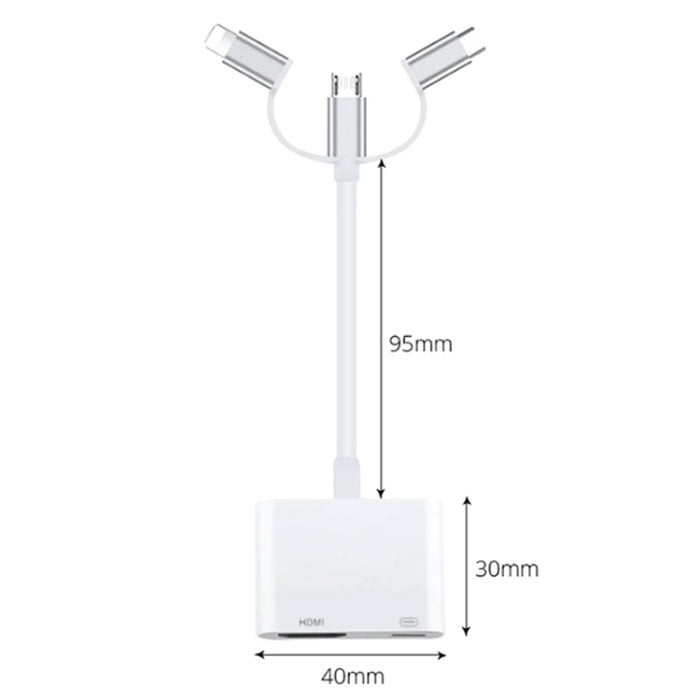 A18 Pro 3 en 1 8 pines + Tipo-C + Micro USB a HDMI + Adaptador AV digital de 8 pines