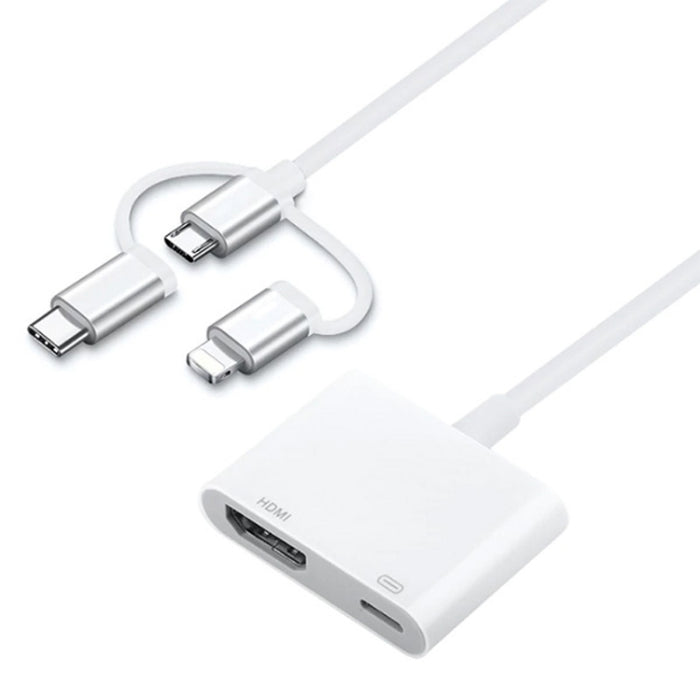 A18 Pro 3 en 1 8 pines + Tipo-C + Micro USB a HDMI + Adaptador AV digital de 8 pines
