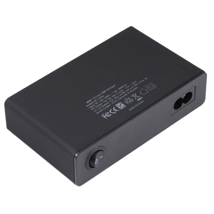 MFT-03Q 10 en 1 Cargador rápido inteligente USB QC3.0 de 65W, enchufe de la UE