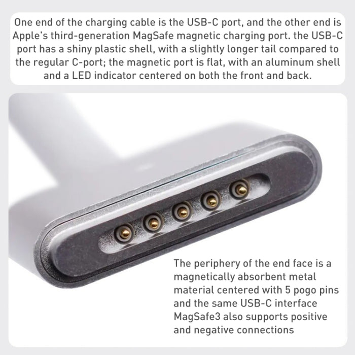 Cable de datos de carga rápida A2363 USB-C / Type-C a Magsafe 3, longitud: 2 m