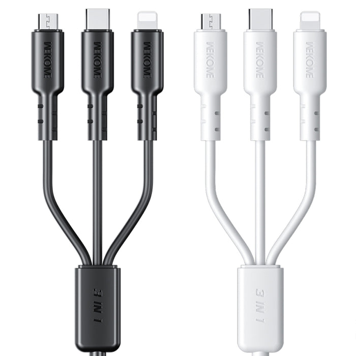 WEKOME WDC-02 Tidal Energy Series 3A USB a 8 pines + Tipo-C + Micro USB 3 en 1 Cable de datos de PVC, Longitud: 1,2 m
