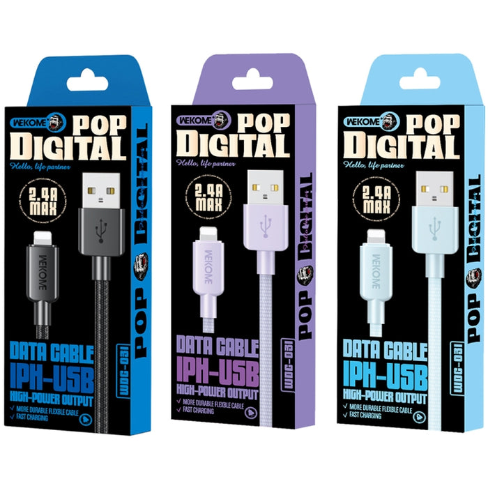 WEKOME WDC-03 Tidal Energy Series 2.4A USB a cable de datos trenzado de 8 pines, longitud: 1 m