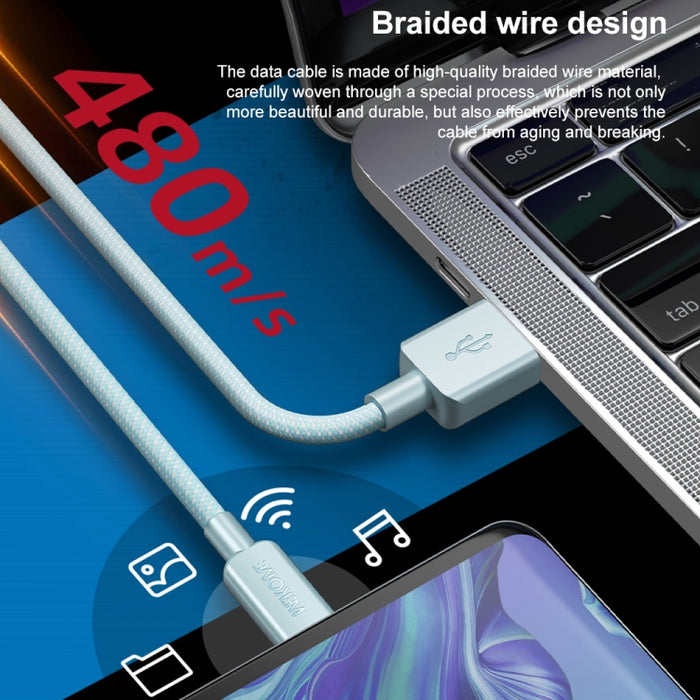WEKOME WDC-03 Tidal Energy Series 2.4A USB a cable de datos trenzado de 8 pines, longitud: 1 m